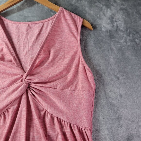 Womens XL Sleeveless Red Polyester Twist Front Gathered Waist Y2K Babydoll Top - Picture 3 of 8